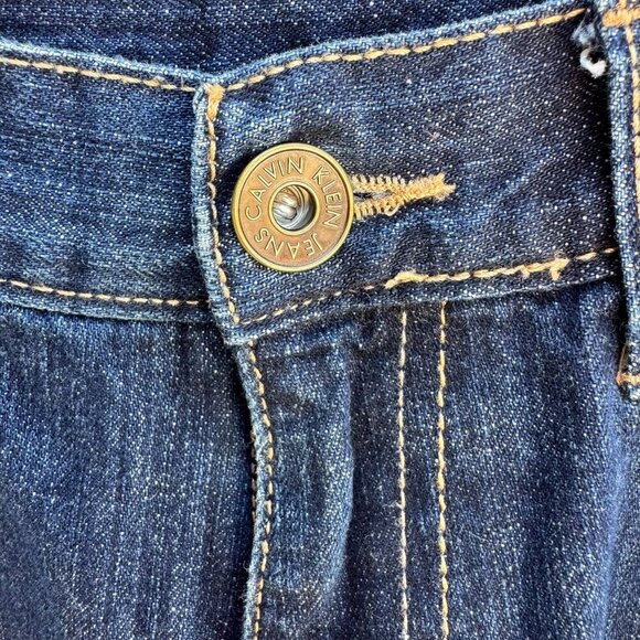 Calvin Klein Mens Dark Wash Relaxed Fit All Cotton Straight Leg Denim Jeans 32x3 - Picture 6 of 11